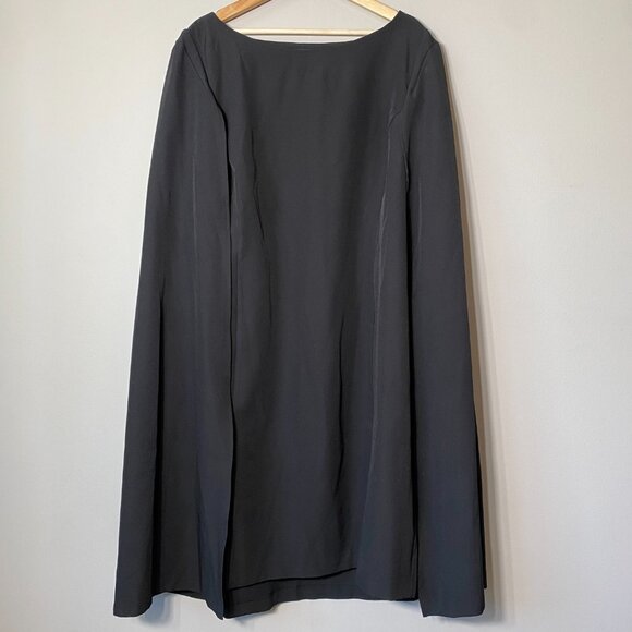 NWT Eloquii Women's Size 28 Boat Neck Cloak Sleeves Cocktail Cape Dress Black - Picture 7 of 16